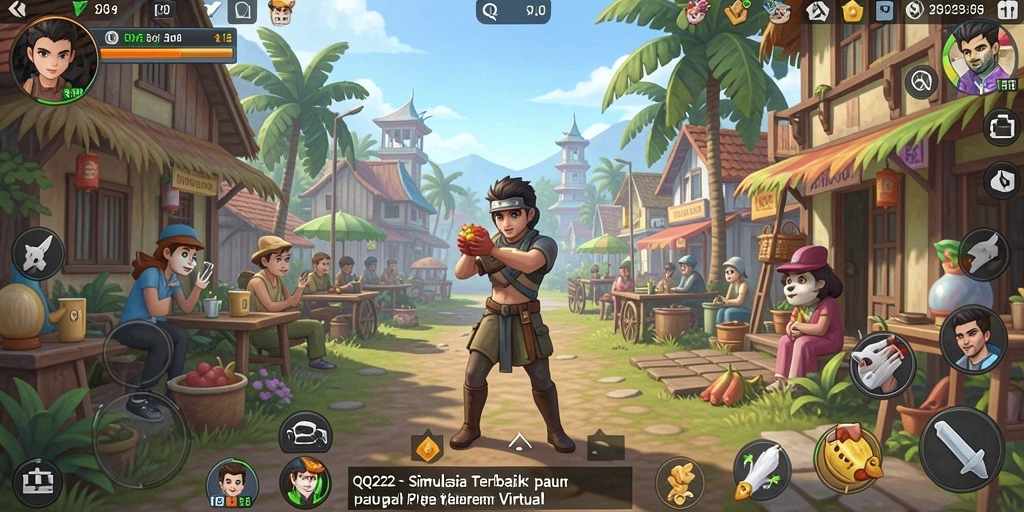 Tampilan gameplay simulasi yang mendalam dan interaktif.