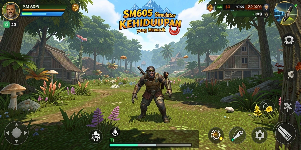 Tampilan screenshot SM605 yang menggambarkan kehidupan dalam simulasi.