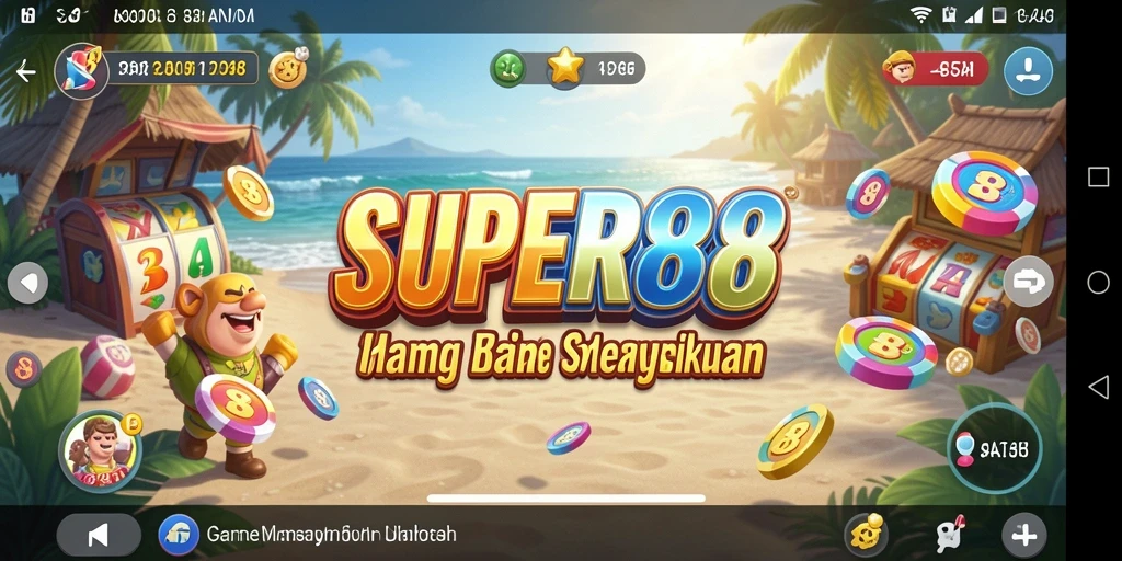 Tampilan gameplay SUPER88 yang penuh warna dan menghibur.